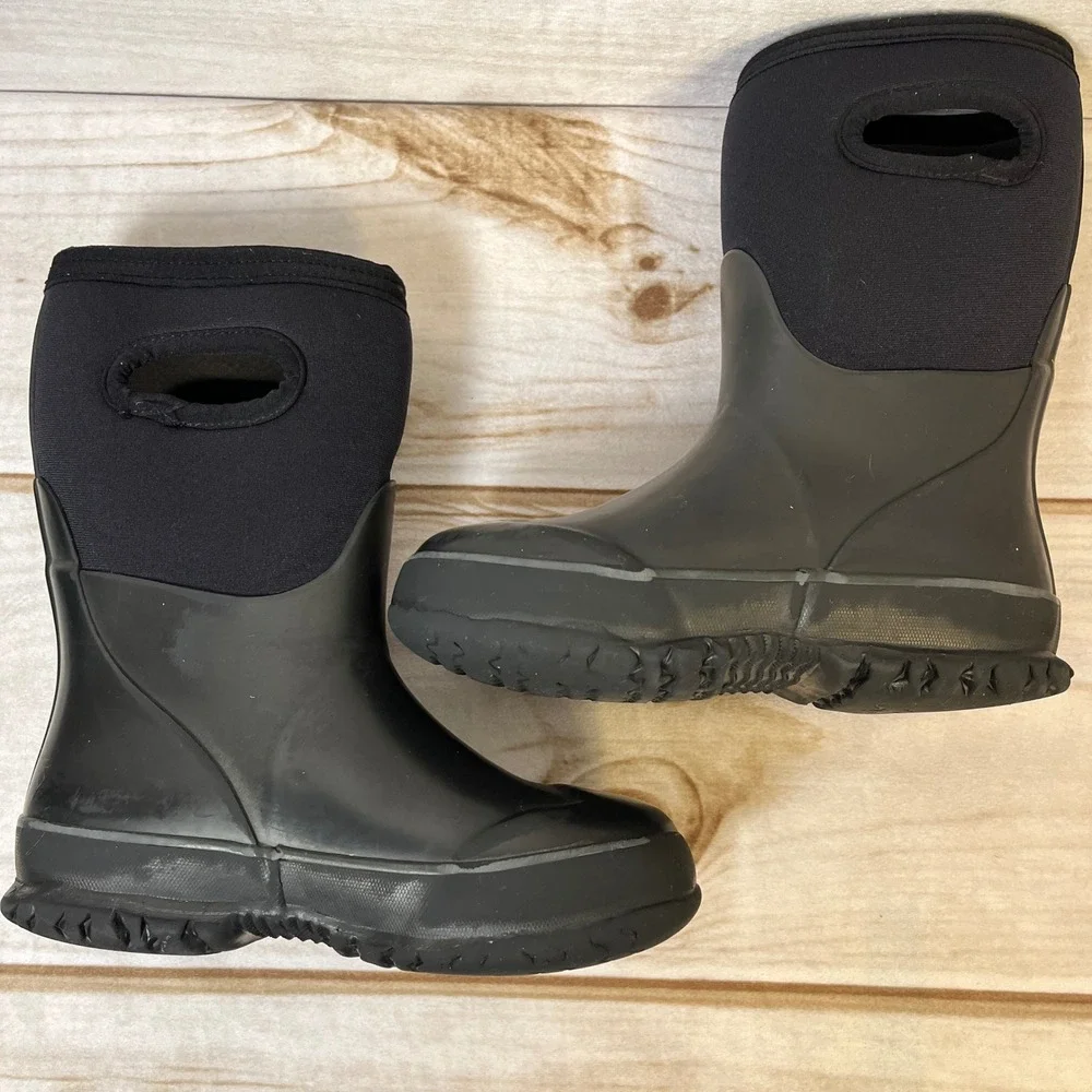 Bogs Kids Classic Waterproof Insulated Rain Snow Boots Black Pull On 12 Boys